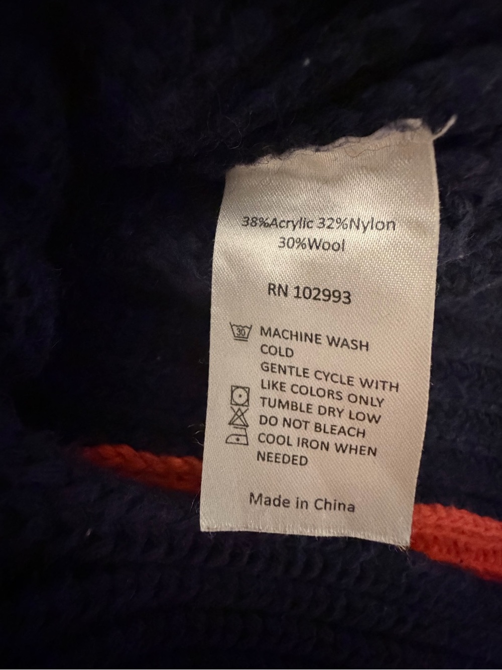 Victor Alfaro Navy, Orange & Yellow Ribbed Half-Zip Turtleneck Sweater - Picture 4 of 7